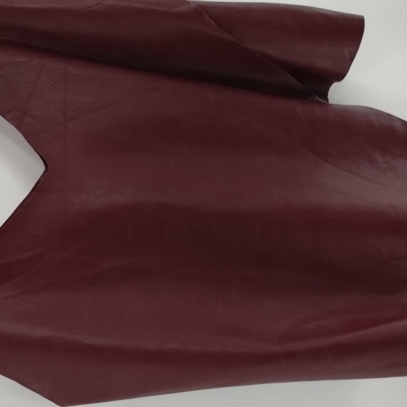 DO + BE deep burgundy faux leather asymmetrical tank stretch back size small - Picture 2 of 8